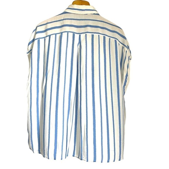 Mango MNG white and blue stripe down button blouse Sz: 6 - Picture 2 of 4